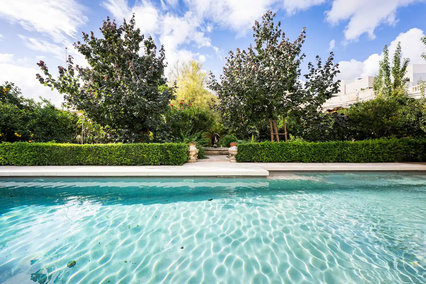 Sunlight moving across the water in Casa de Piro's pool